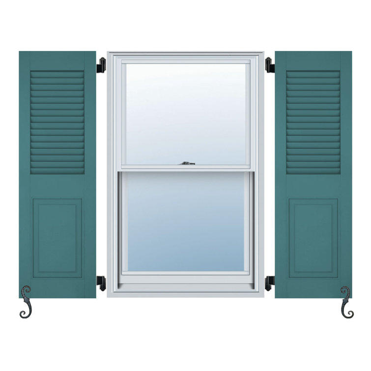 Atlantic Architectural Louvre Top & Raised Panel Bottom, Combination Shutter Pair