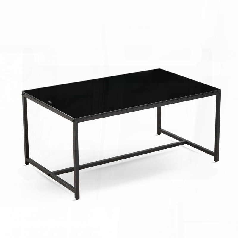 Table d'appoint en verre noir avec pieds en métal - Polyvalent