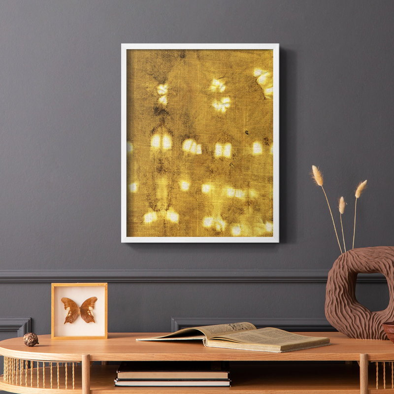 «Turmeric Sunrise I», reproduction encadrée - bois massif, Cadre simple blanc, H 14 po x l 11 po