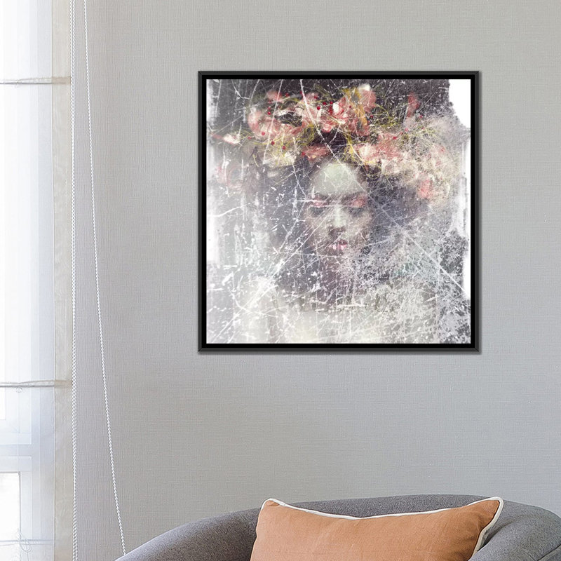 « fleur couronne », reproduction d’impression sur toile, H 26 po x l 26 po x P 1,5 po, Toile avec cadre noir