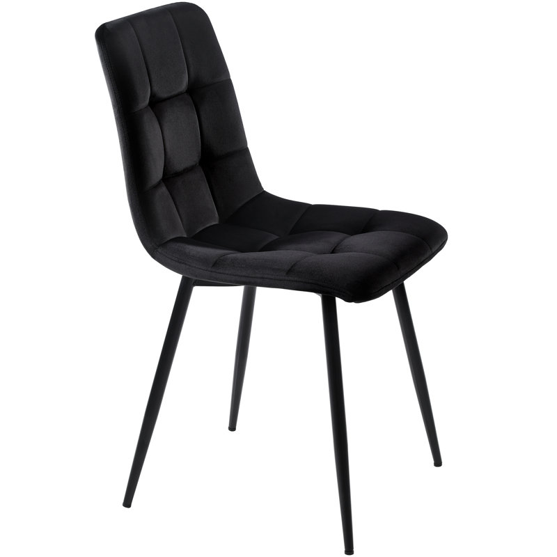 Velvet Upholstered Armchair in Black