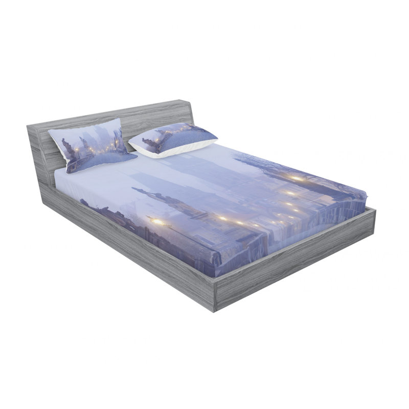 Ensemble de draps morningon tchèque streets, Ensemble de draps pour lit double avec un drap-hou