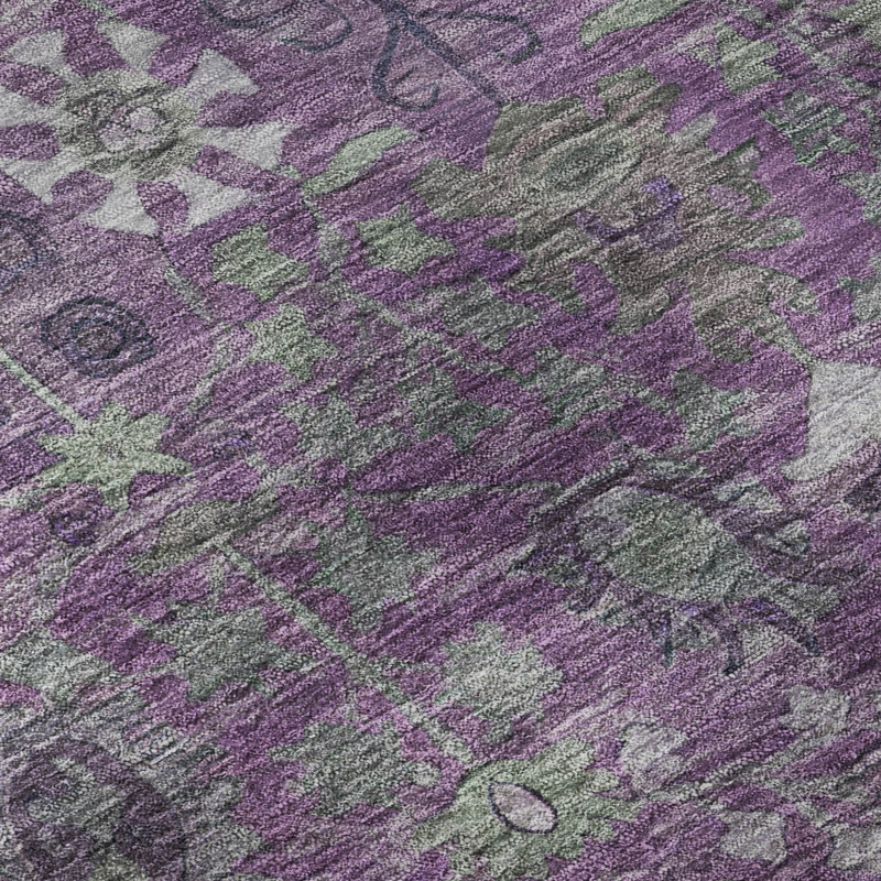 Premium Machine Washable Mayfield AMF2231 Global Rug, Purple, 5' x 7'6"