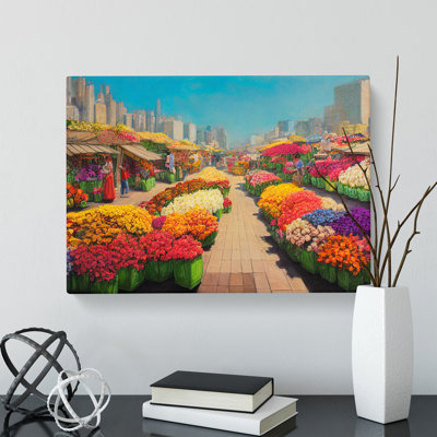 Delightful Flower Market - Wrapped Canvas Print