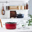Karaca Love of Kitchen Retro Enamel Induction Frying Pot, 22cm, Red