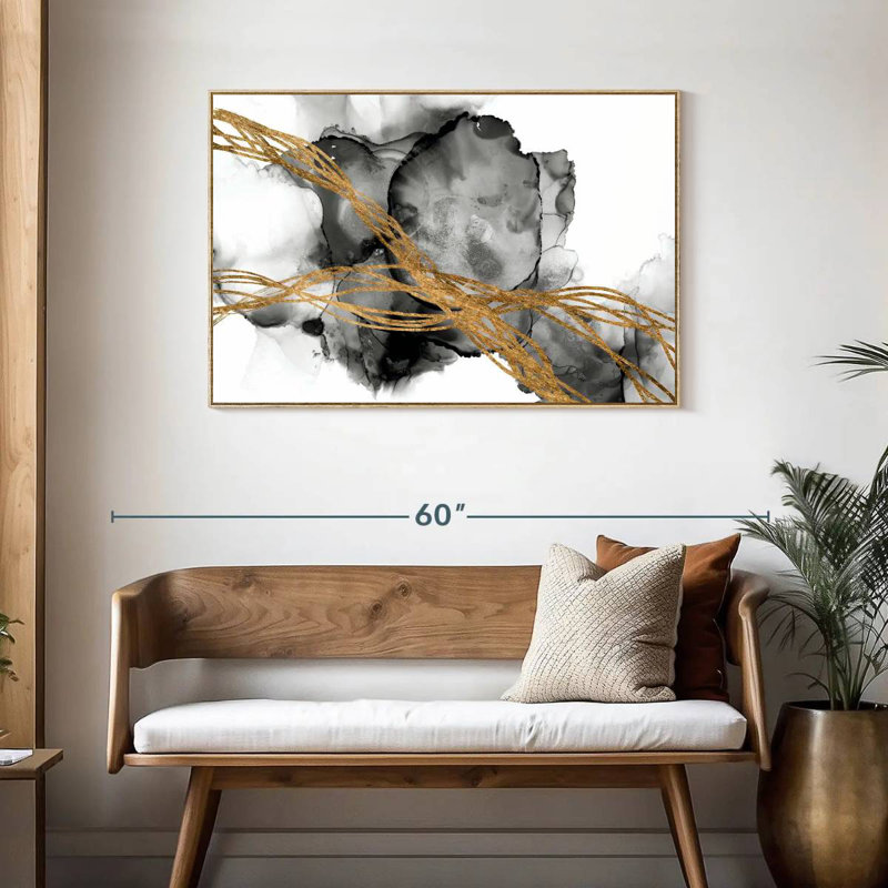 Matrice ondulée I, Cadre flottant en bois naturel, 43 po x 29 po