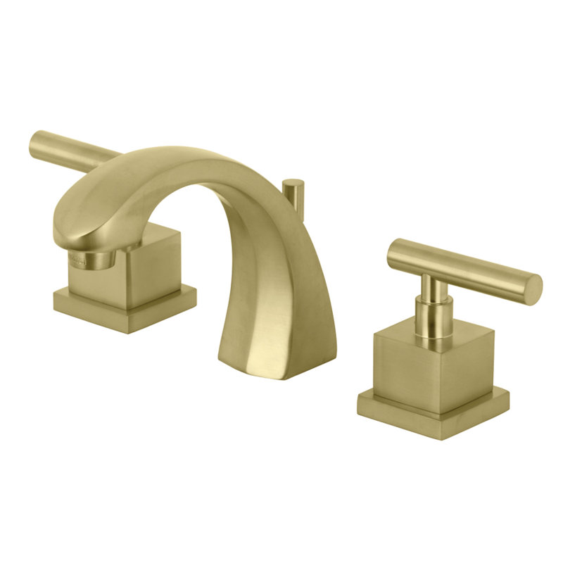 Kingston Brass Claremont Two-Handle 3-Hole Deck Mount Widespread Bathroom Faucet with Brass Pop-Up Drain, Satin Brass