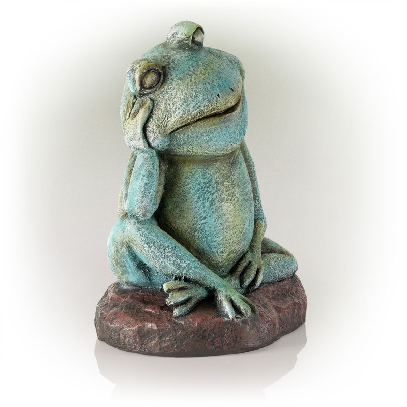 Statue de grenouille pensative sleep Seidel, L 11 po x l 9 po x H 15 po
