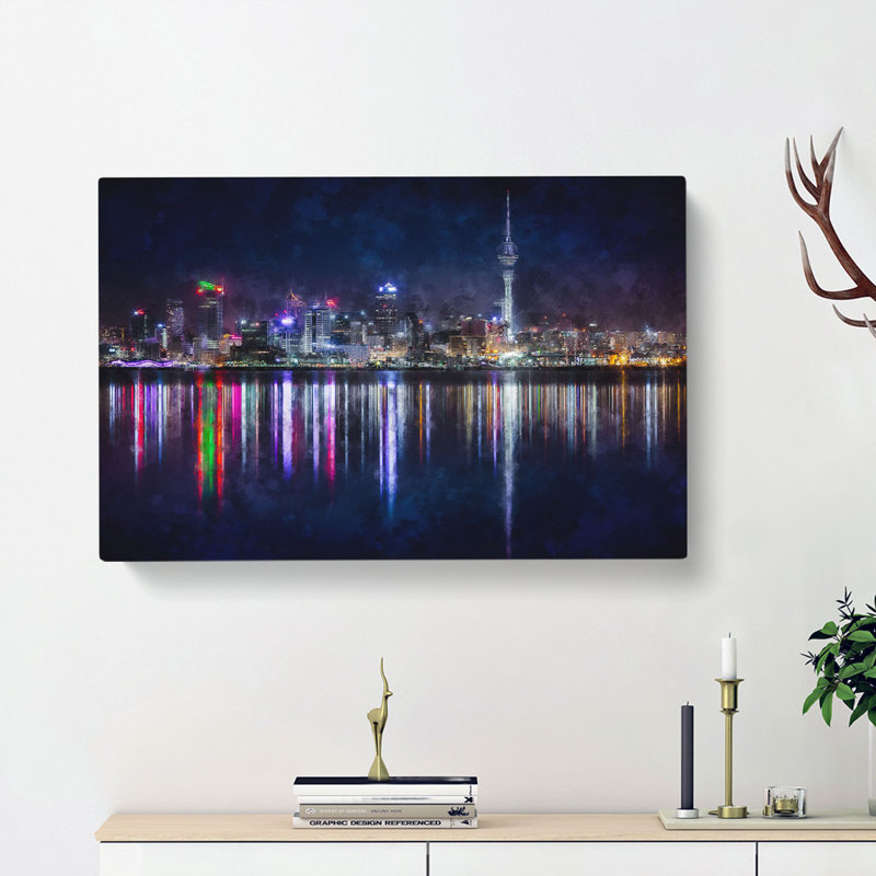 Reflections Of The Auckland Skyline - Wrapped Canvas, 60cm H x 91cm W x 3cm D