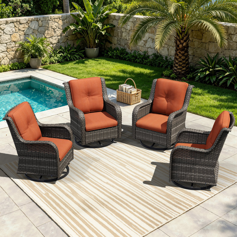 Ivandell Swivel Outdoor Lounge Chair, Orange