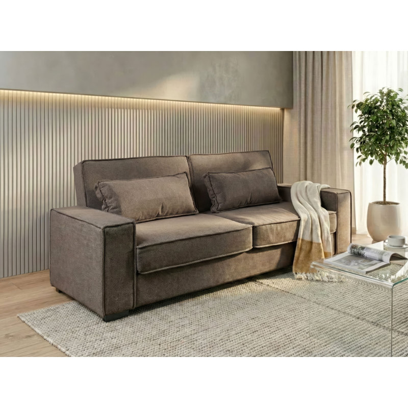3 Seater Fabric Sofa Bed, Brown, Fabric