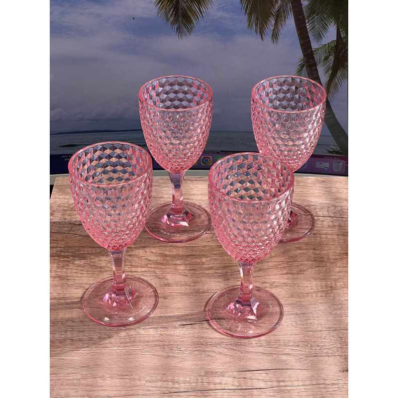 Verre à vin 12 oz. Lillian Verre à pied en acrylique, Rose