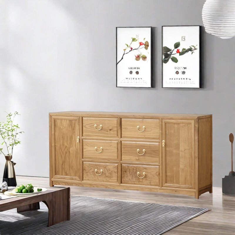 Armoire d'appoint naturelle et élégante, Brun orangé, H 31,5 po x l 63,1 po x P 15,7 po