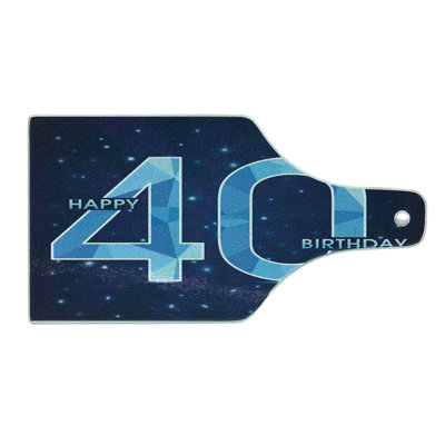 Ambesonne 40th Birthday Tempered Glass Cutting Board Number 40 Emblem Dark Blue and Pale Blue