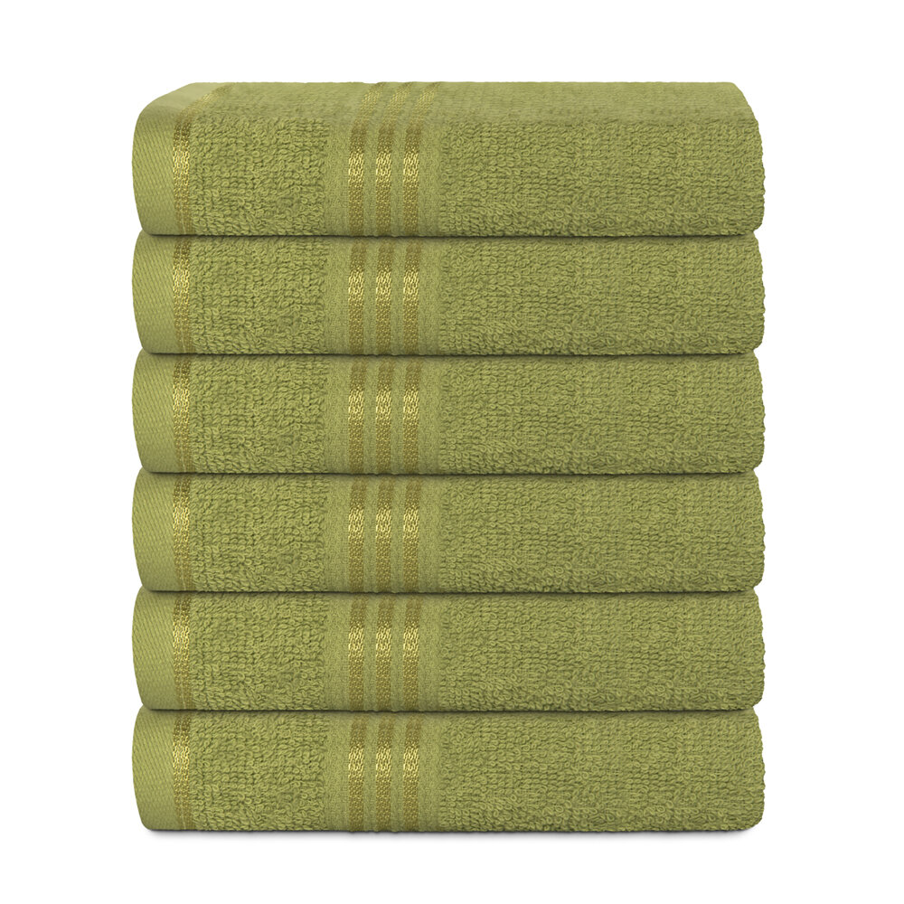 Buy Dana 6 Piece Soft Egyptian Cotton Towel Set, Striped, Sage