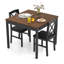3 Pcs Dining Table Set Wooden Square Kitchen Table With 2 Upholstered Chairs-1690044344