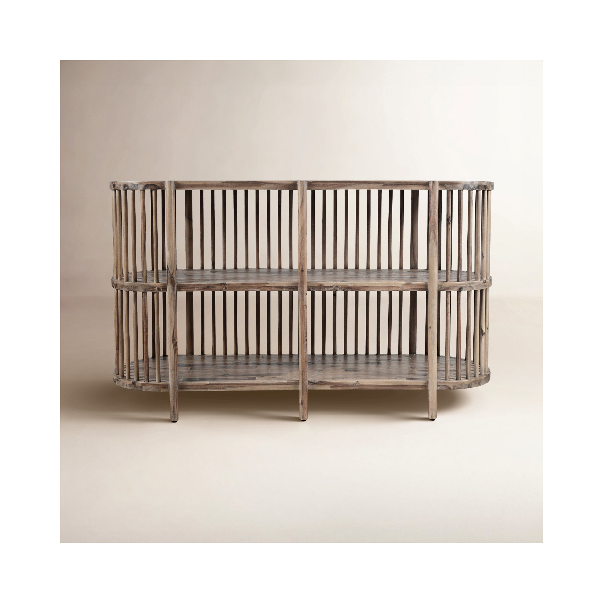 Charnock Wide Acacia Solid Wood, Gray Wash, 32"H x 54"W x 18"D