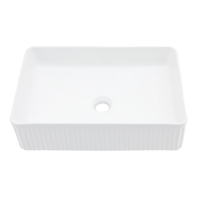 Modern Bathroom Sink - White Ceramic Rectangular Vessel, Stain Resistance, Smooth Finish Vessel Modern, , To Stains And Acids