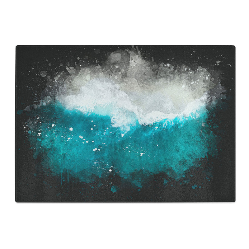 Tempered Glass Ocean Kissing the Beach Chopping Board, 28.5 cm x 39 cm