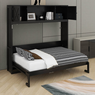 Grand lit escamotable avec armoires de rangement