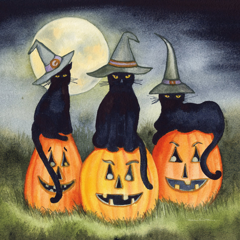 Nuit hantée d'Halloween II sans bordure, H 12 po x l 12 po, Non, Toile tendue