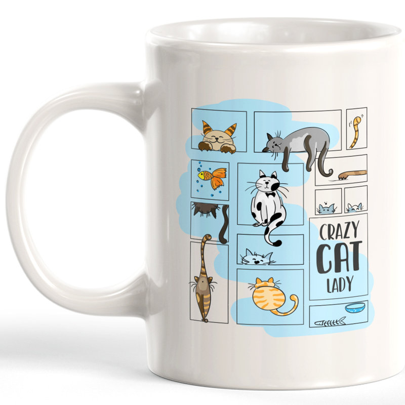 Tasse à café, 11 oz, Plastique, La folle dame au chat