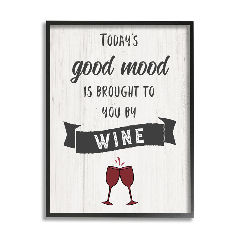 Good Good Mood By Wine, H 30 po x l 24 po, Giclée encadrée noir minuit