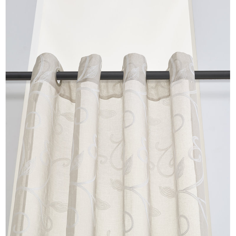 Shavonda Sheer Curtain Single Panel, Oyster, 52" W x 108" L