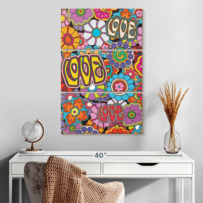 Harnek, amour floral psychédélique, H 32 po x l 20 po
