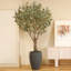 8ft UV Resistant Artificial Eucalyptus Tree with Grey Tall Planter, Pre Potted Faux Eucalyptus