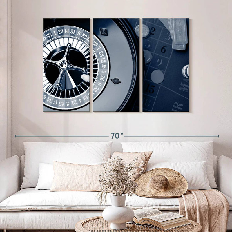 Roulette Table In Dark Colors, 24" H x 38" W