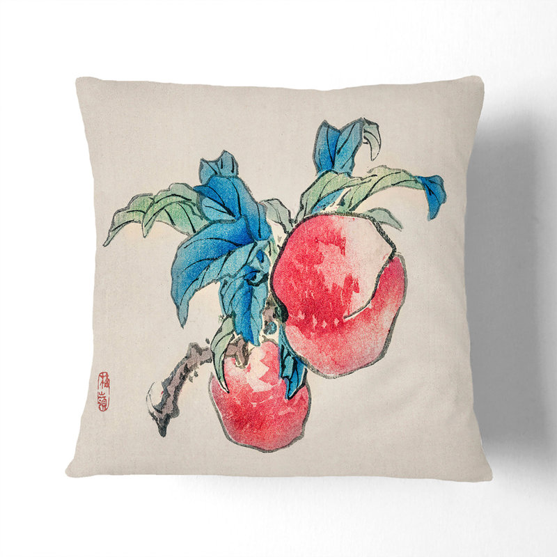 Peaches by Kono Bairei Cushion with Filling, 55cm H x 55cm W x 20cm D
