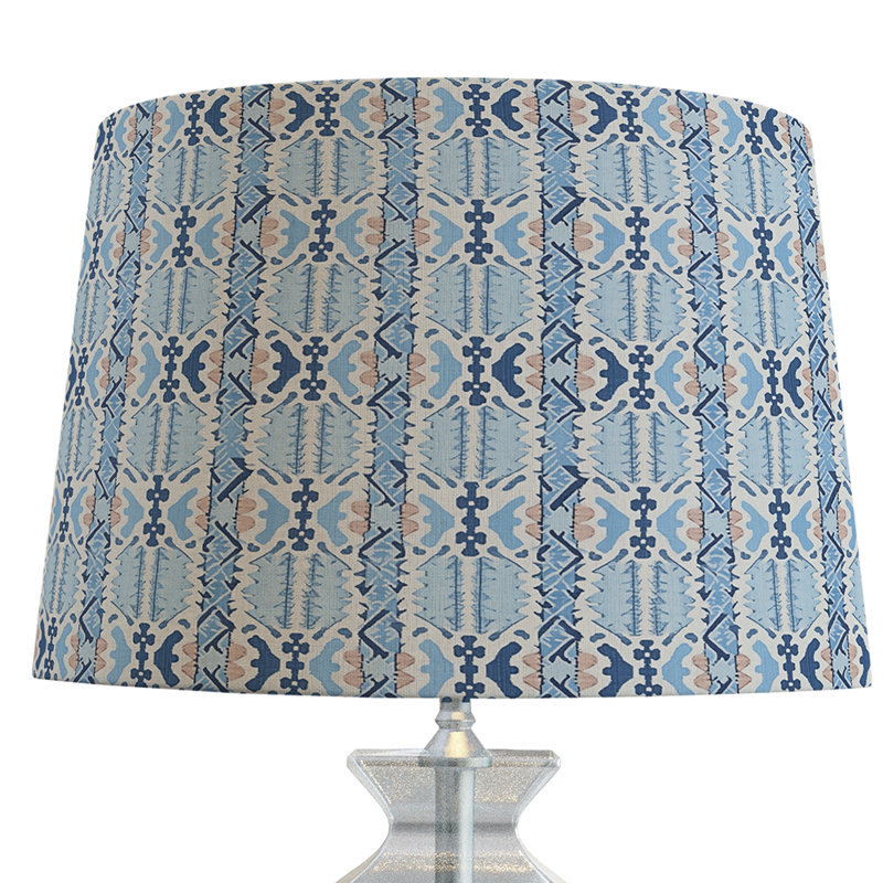 Blue Ikat Lampshade In Lakeside, 10" H x 12" W x 12" D