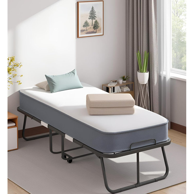 Lit d'invité portable pliable avec matelas en mousse