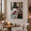 Table de salle à manger d'intérieur avec arbre et ruban rouge, art mural sur toile de Noël-1464980059
