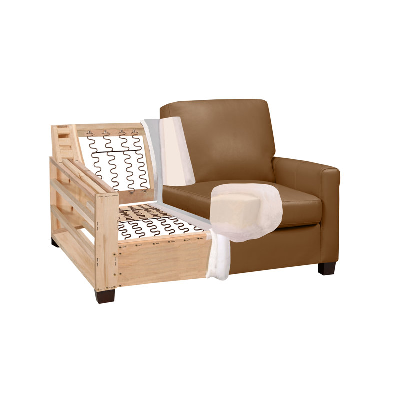 Fauteuil en cuir Anum, Cuir véritable brun moyen