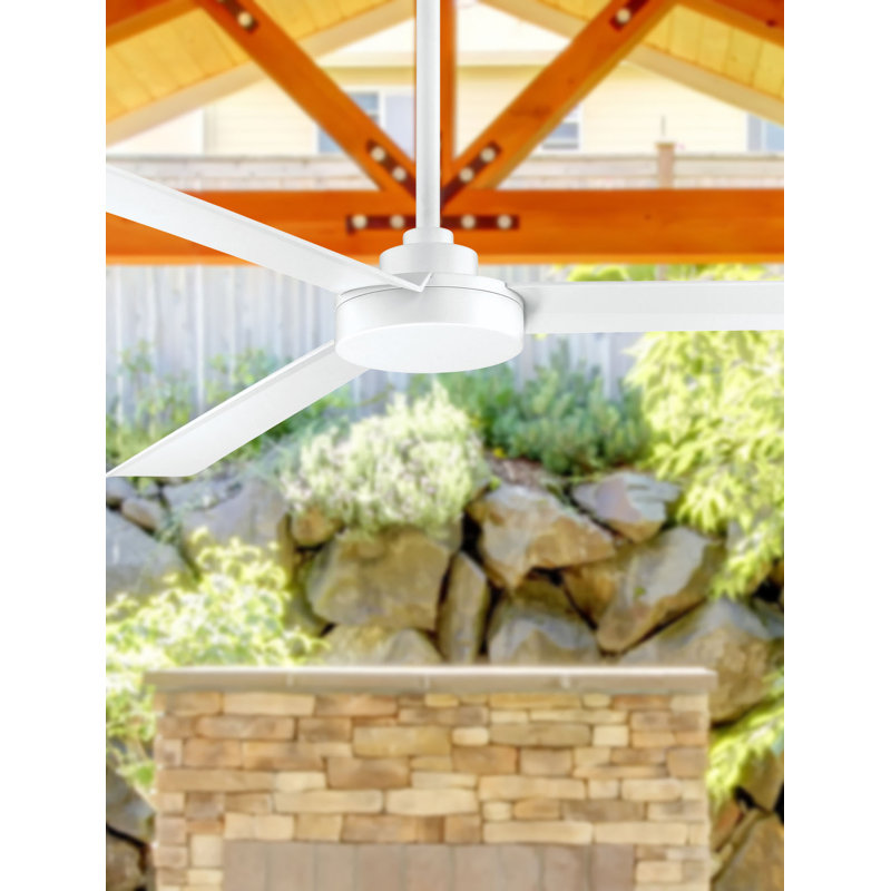 62" Roto 3 - Blade Outdoor Propeller Ceiling Fan with Wall Control, Flat White