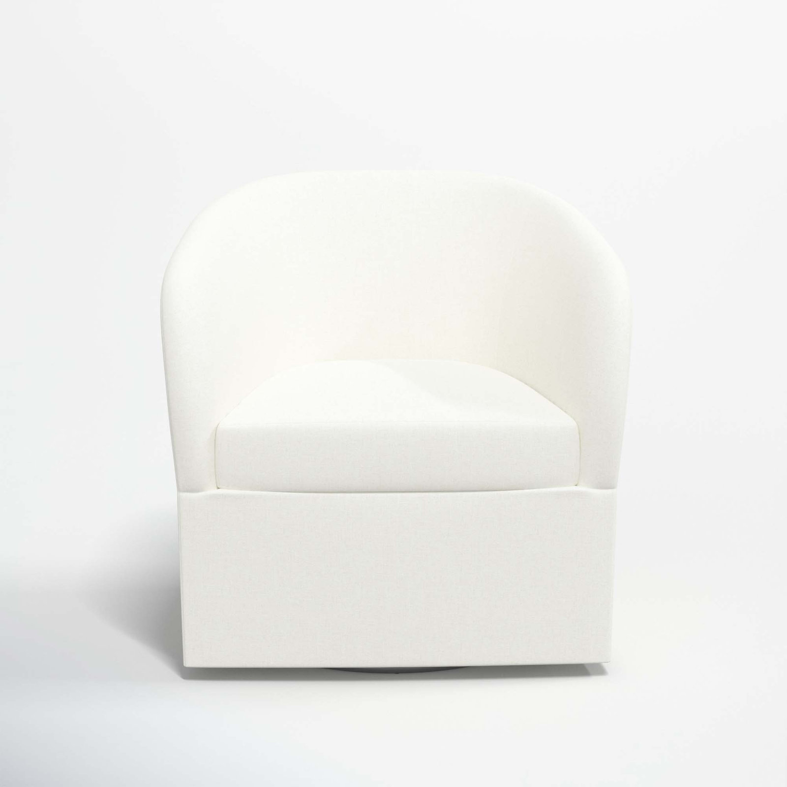 Lesia Upholstered Swivel Barrel Chair, Zuma White Textured Linen