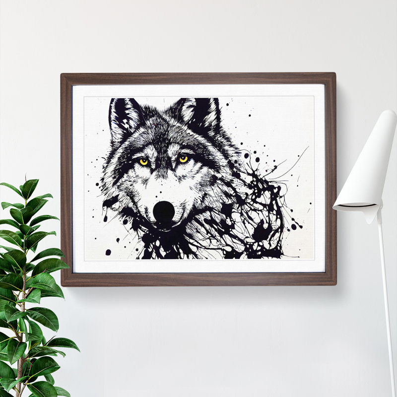 Arty Wolf - Single Picture Frame Print, 25cm H x 34cm W, Walnut