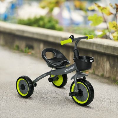 Tricycle pour tout-petits de 2 à 5 ans avec siège réglable, vélo pour tout-petits pour enfants avec panier, sonnette, poignées de guidon
