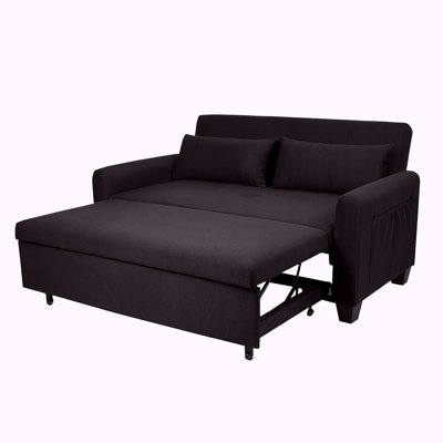 Extra-Large 61-Inch 2-In-1 Fabric Sofa Bed, Double Sofa With Storage Bag, Reinforced Iron Frame, Adjustable Backrest And Cushions, Suitable For Bedrooms, Living Rooms And Outdoor Areas.