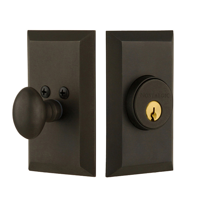 Nostalgic Warehouse Studio Plate Single Cylinder Deadbolt, 2.75, Oil Rubbed Bronze