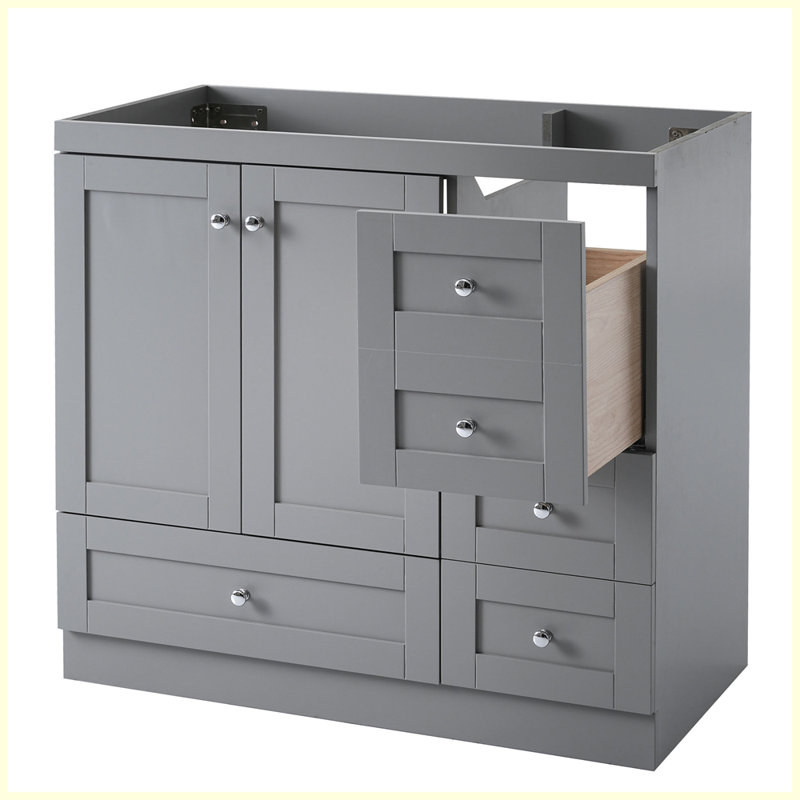 Armoire de salle de bain moderne autoportante avec portes Modern, Gris