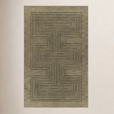 Orlie Copper Hand-Tufted Geometric Wool Rug
