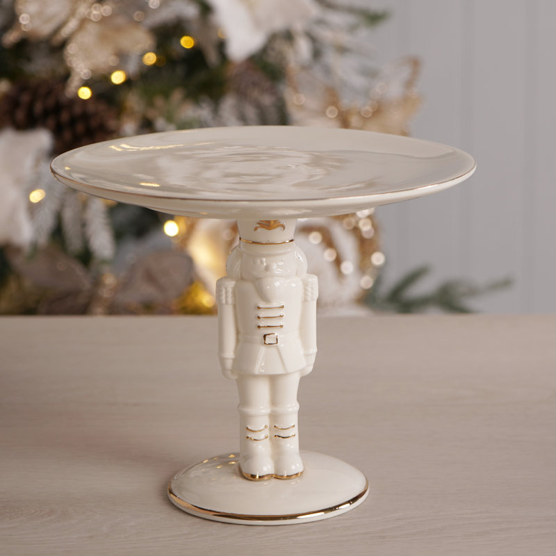 White and Gold Nutcracker Cake Stand