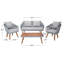 Ensemble de conversation de patio en bois massif avec coussins Larry -284873609-284873607