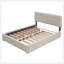 Lit plateforme tapissier avec tête de lit classique et 4 tiroirs, aucun sommier nécessaire, tissu en lin, grand-251559074