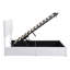 Lit plateforme tapissier avec système de rangement hydraulique - Blanc-551866429