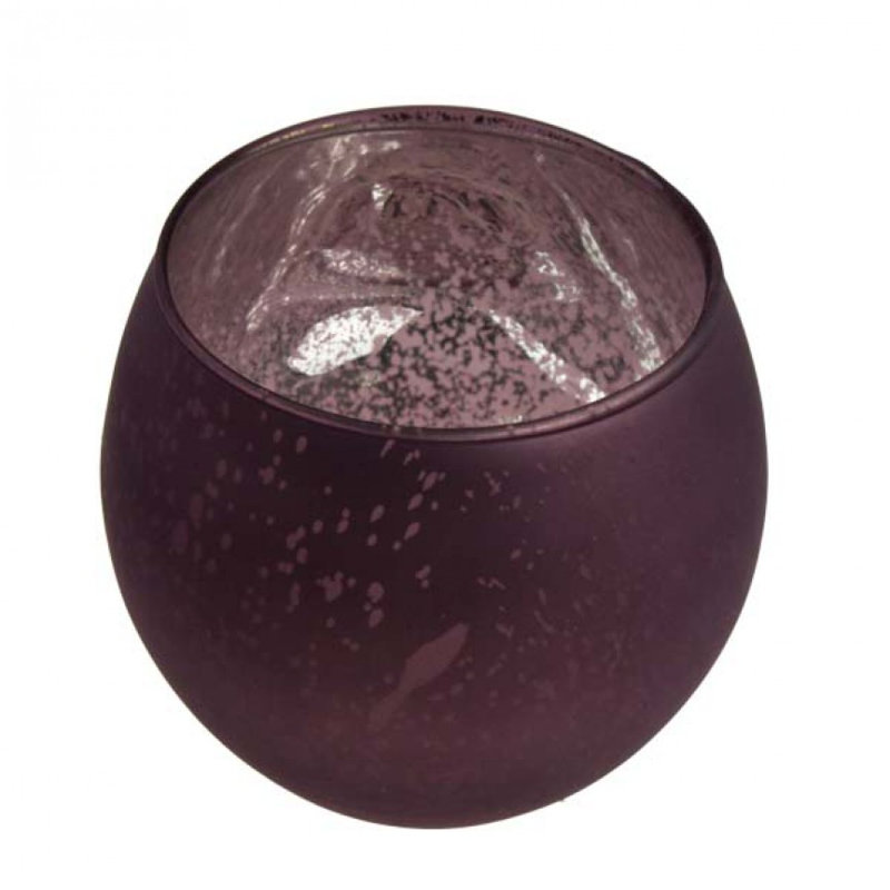 Glass Tabletop Tealight Holder, Burgundy