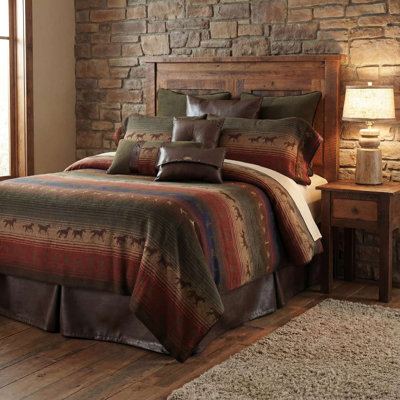 Couvre-lit Wooded River Mustang Canyon III, très grand californien, couvre-lit Western pour décoration de chambre Ranch House